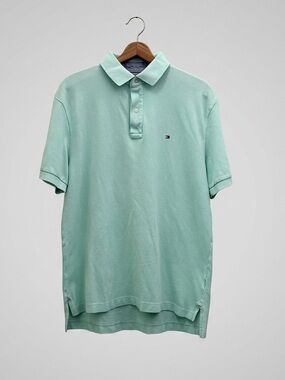 Tommy Hilfiger Mint Green Polo Shirt, Size L Classic Fit